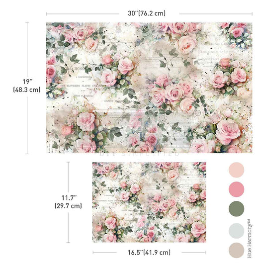 Double Delight Decoupage Fiber Paper Set – Rosy Reverie Redesign with Prima