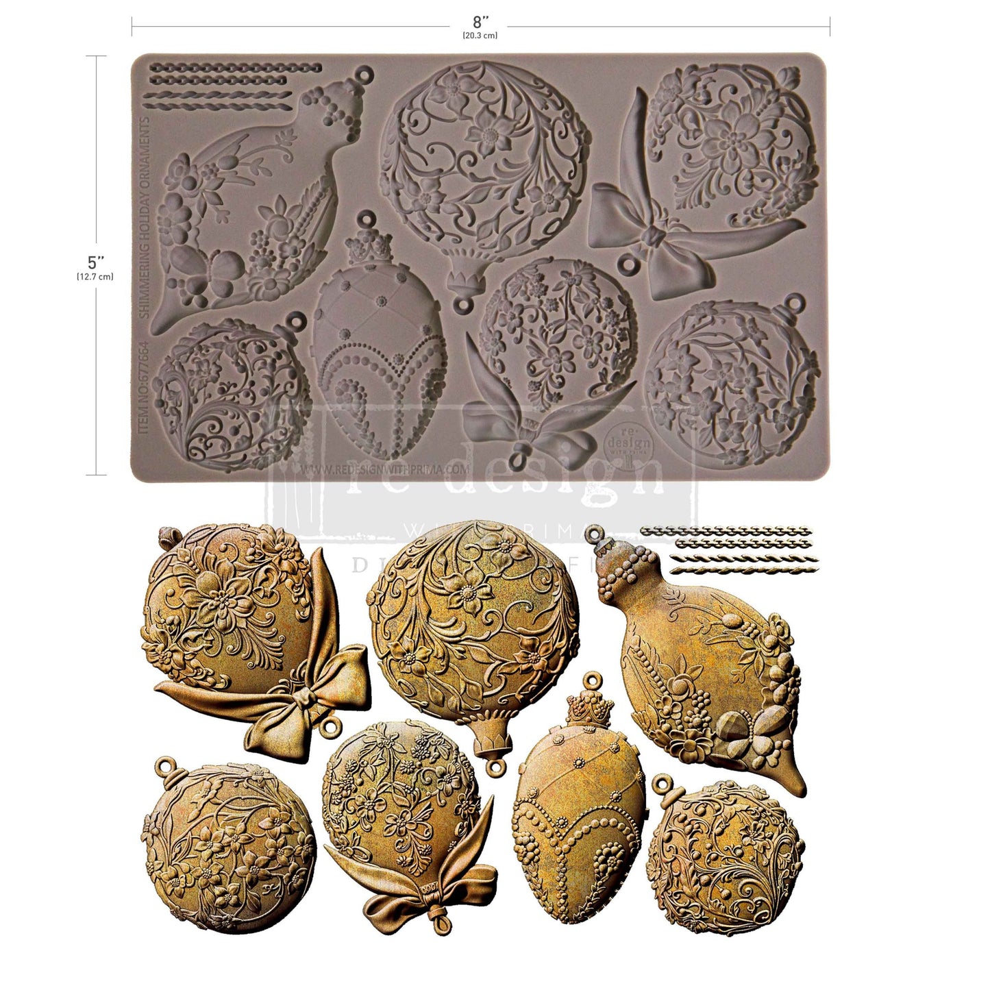 Decor Moulds® – Shimmering Holiday Ornaments Redesign with Prima