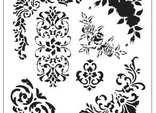 Baroque Corners Stencil Dive Dezigns Vintage Retail Therapy by Mara