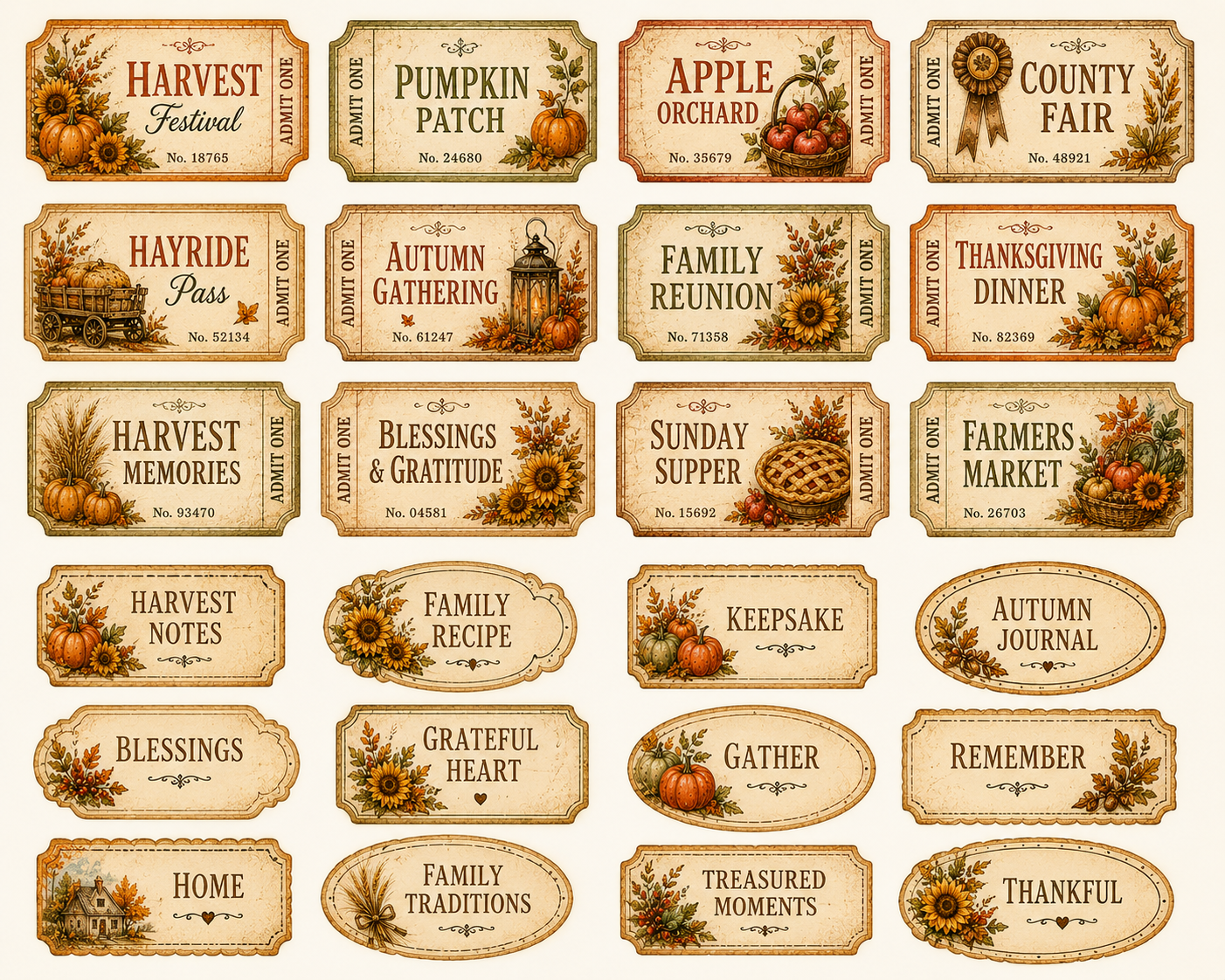 Harvest Blessings Keepsake Pack | Vintage Autumn Ephemera, Junk Journal Printables & Memory Keeping Kit