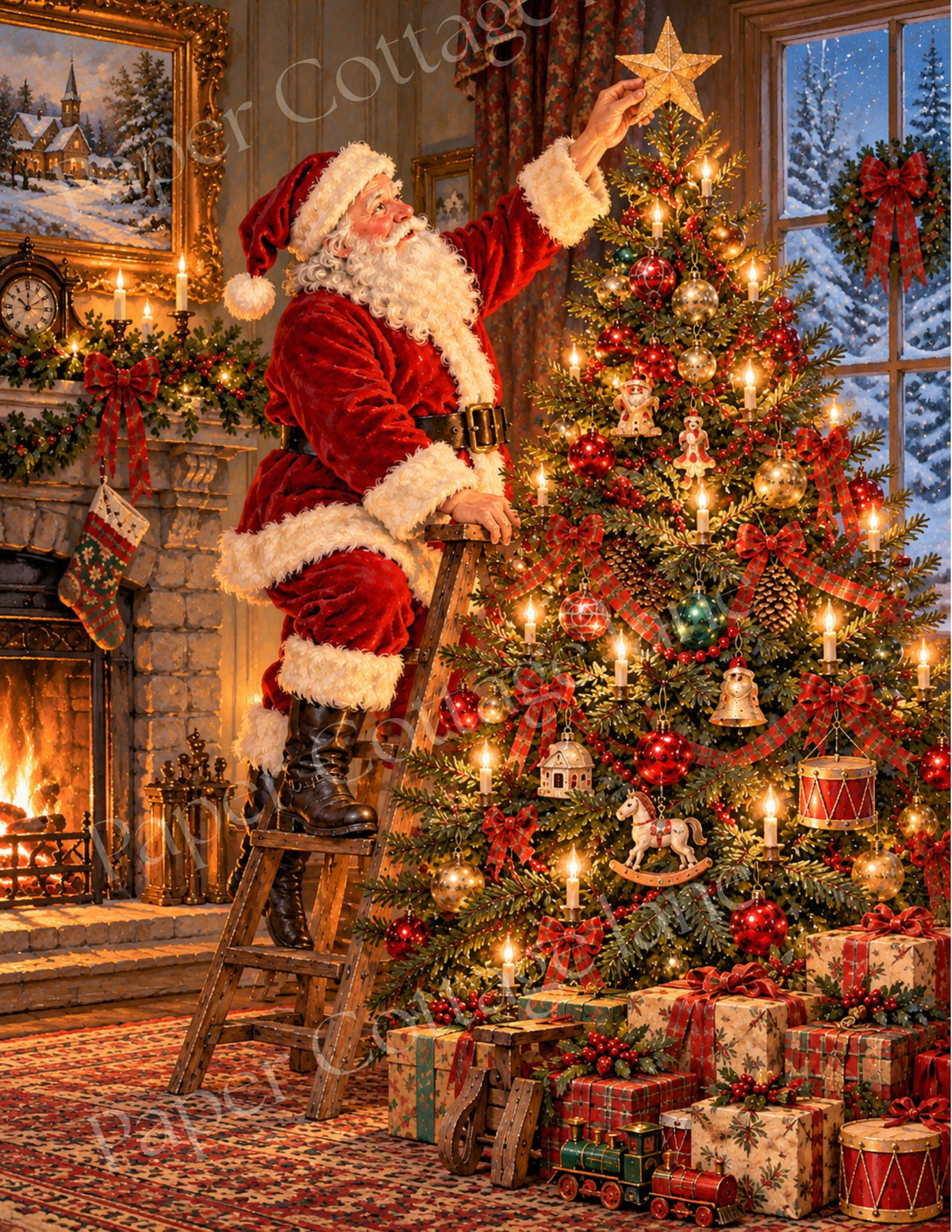 Vintage Santa Christmas Printable | Decoupage Rice Paper Design & Paper Crafting