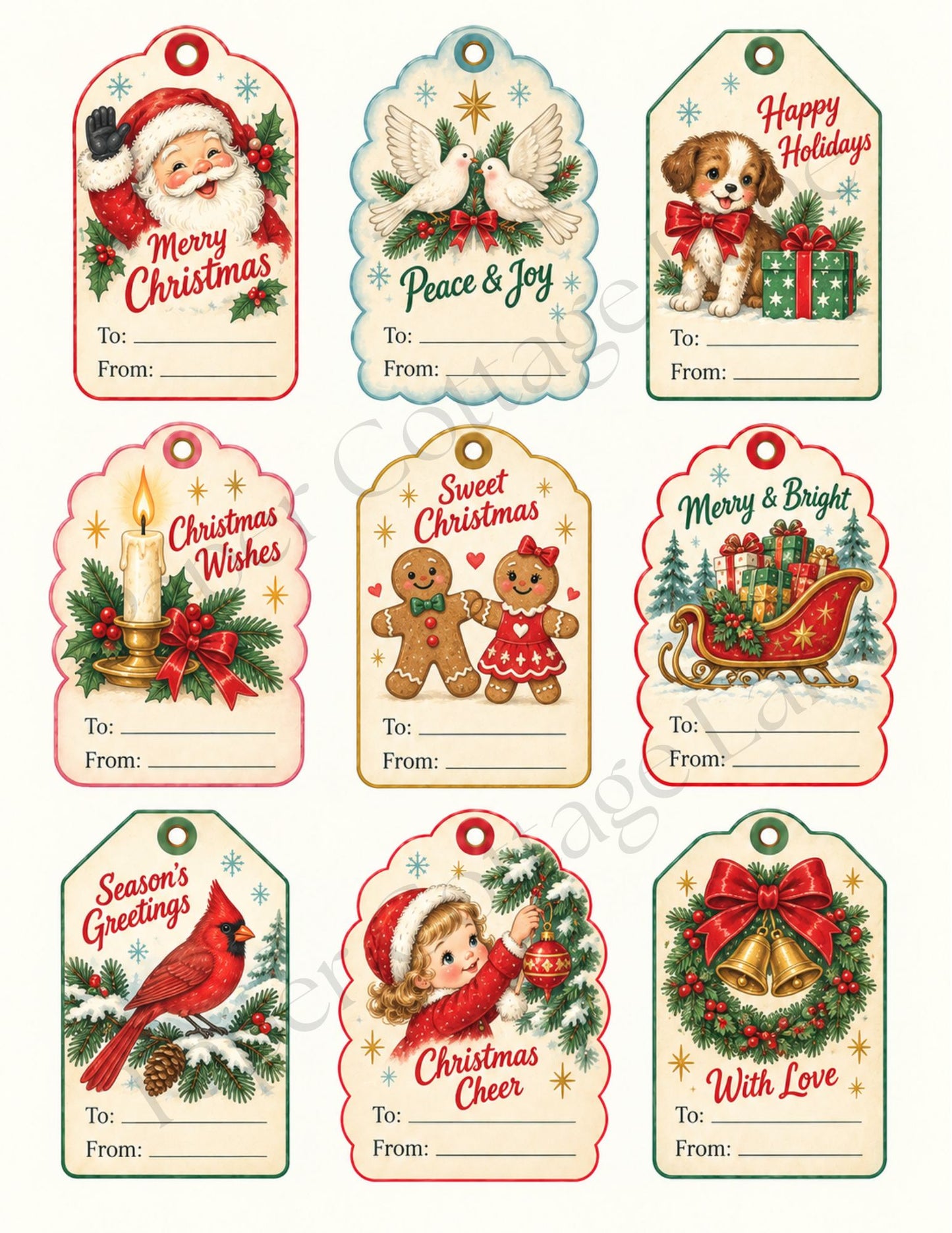 Christmases Remembered – 27 Vintage Whimsy Printable Gift Tags