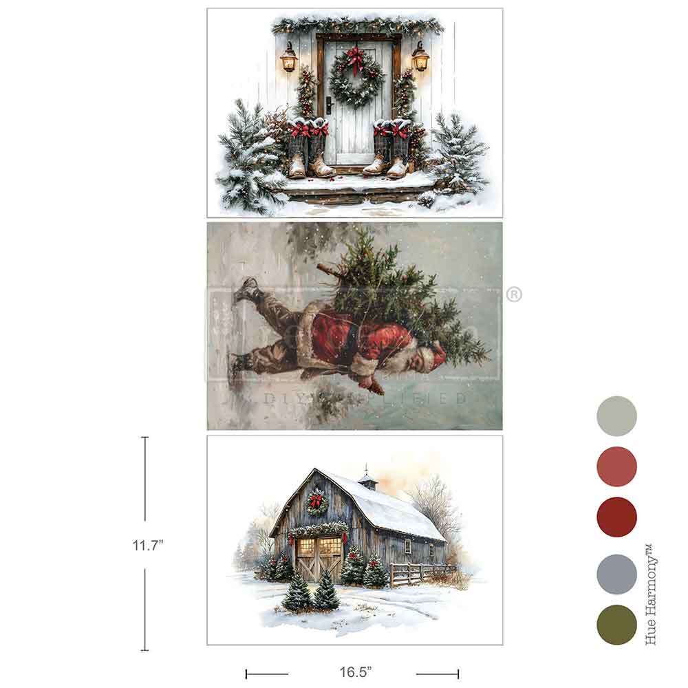 A3 DECOUPAGE FIBER PACK – SANTA’S WOODLAND STROLL Redesign with Prima
