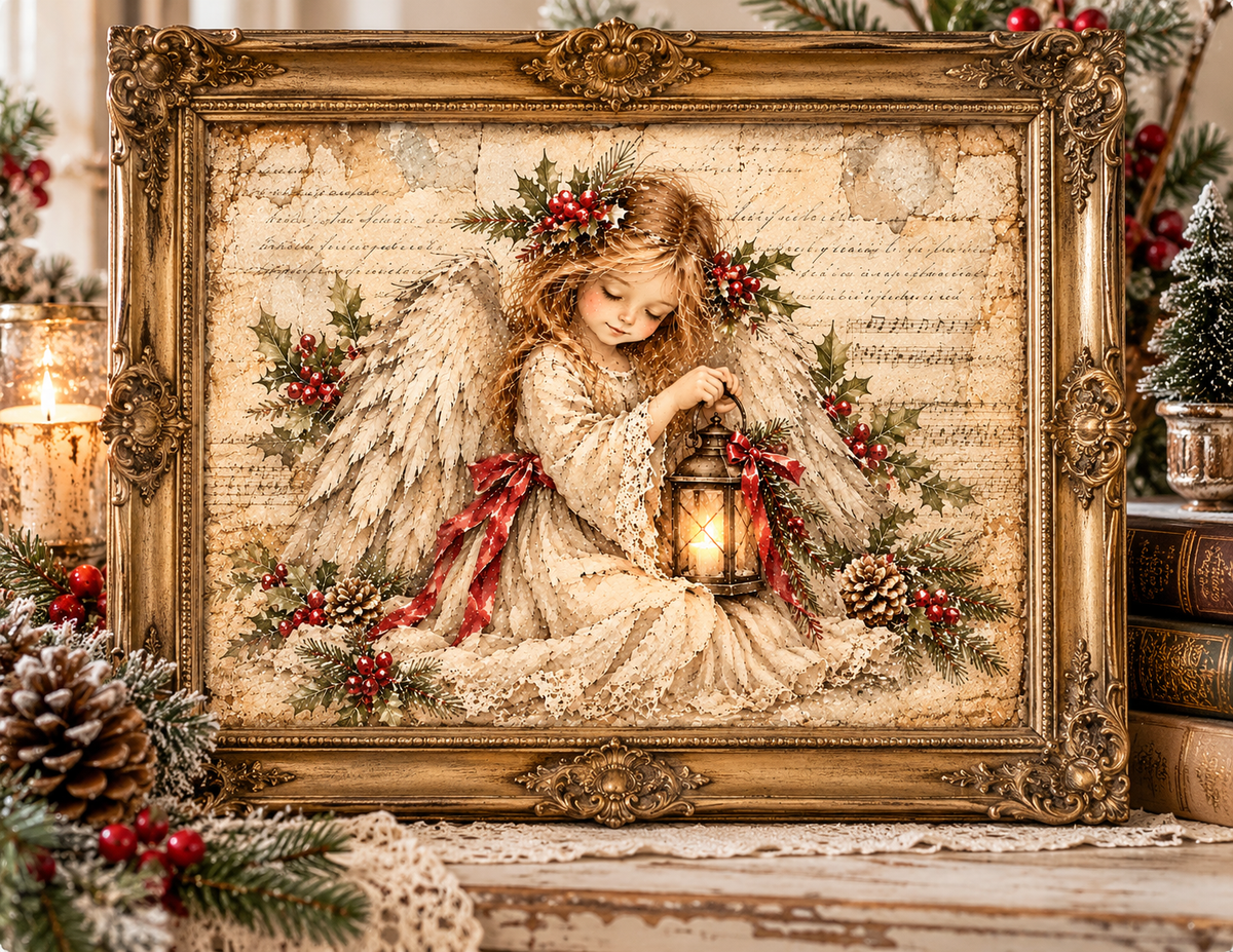 Heavenly Whispers | Vintage Christmas Angel Printable Papers β Junk Journaling & Decoupage