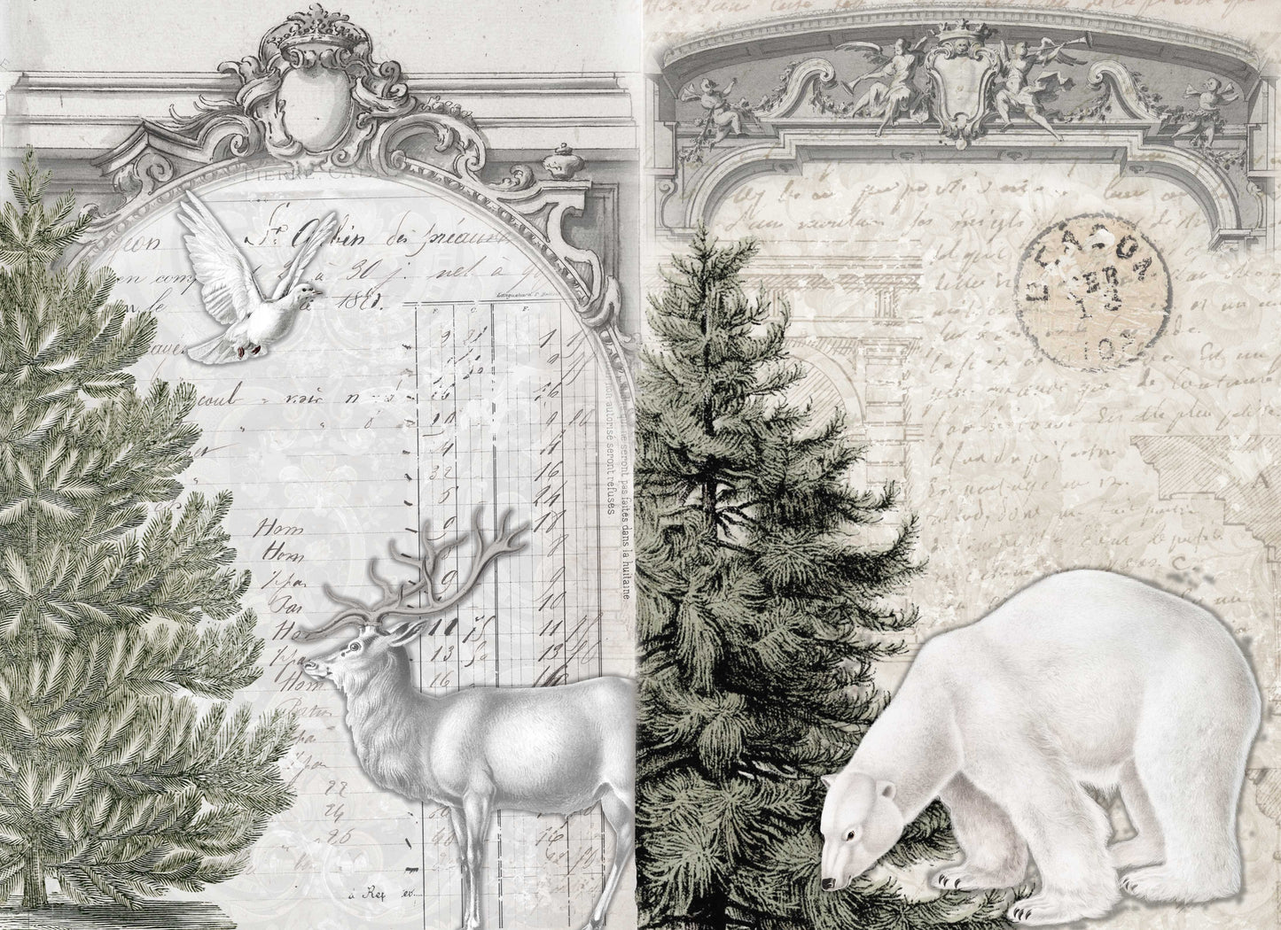 Neutral Christmas blocks Roycycled Treasures Decoupage Paper