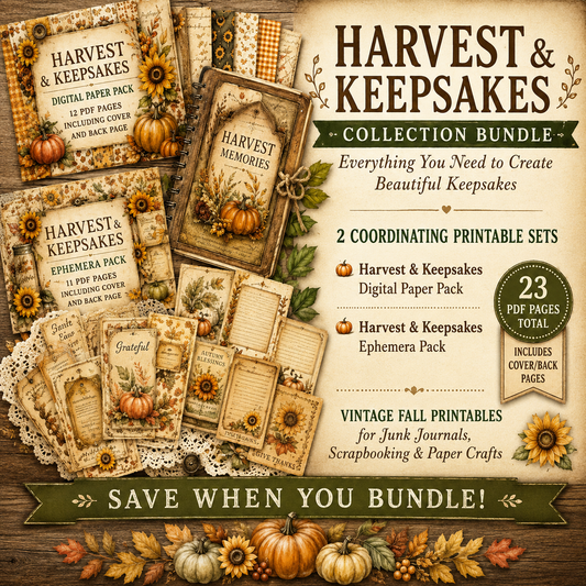 Harvest & Keepsakes Collection Bundle | Vintage Fall Junk Journal Printables