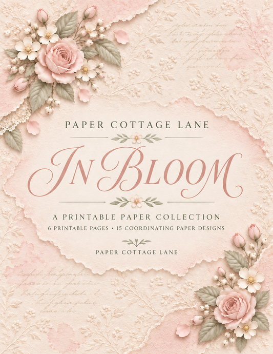 Paper Cottage in Bloom Printable Paper Collection | Shabby Chic Floral Digital Papers