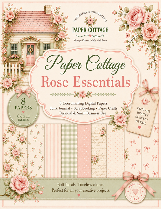 Paper Cottage Rose Essentials Printable Paper | Cottage Digital Papers