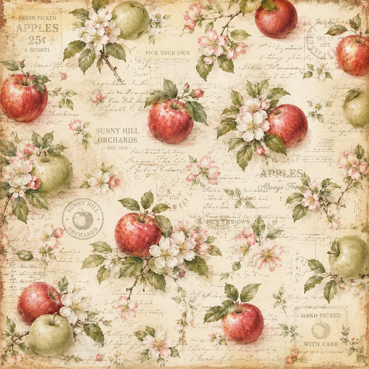 Apple Orchard Memories Printable Paper Bundle | 12 Vintage Fall Digital Papers with  | Junk Journal & Scrapbook Papers