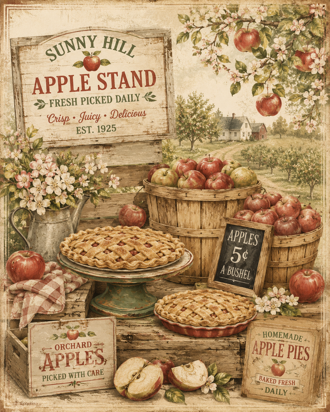 Apple Orchard Memories Printable Paper Bundle | 12 Vintage Fall Digital Papers with  | Junk Journal & Scrapbook Papers
