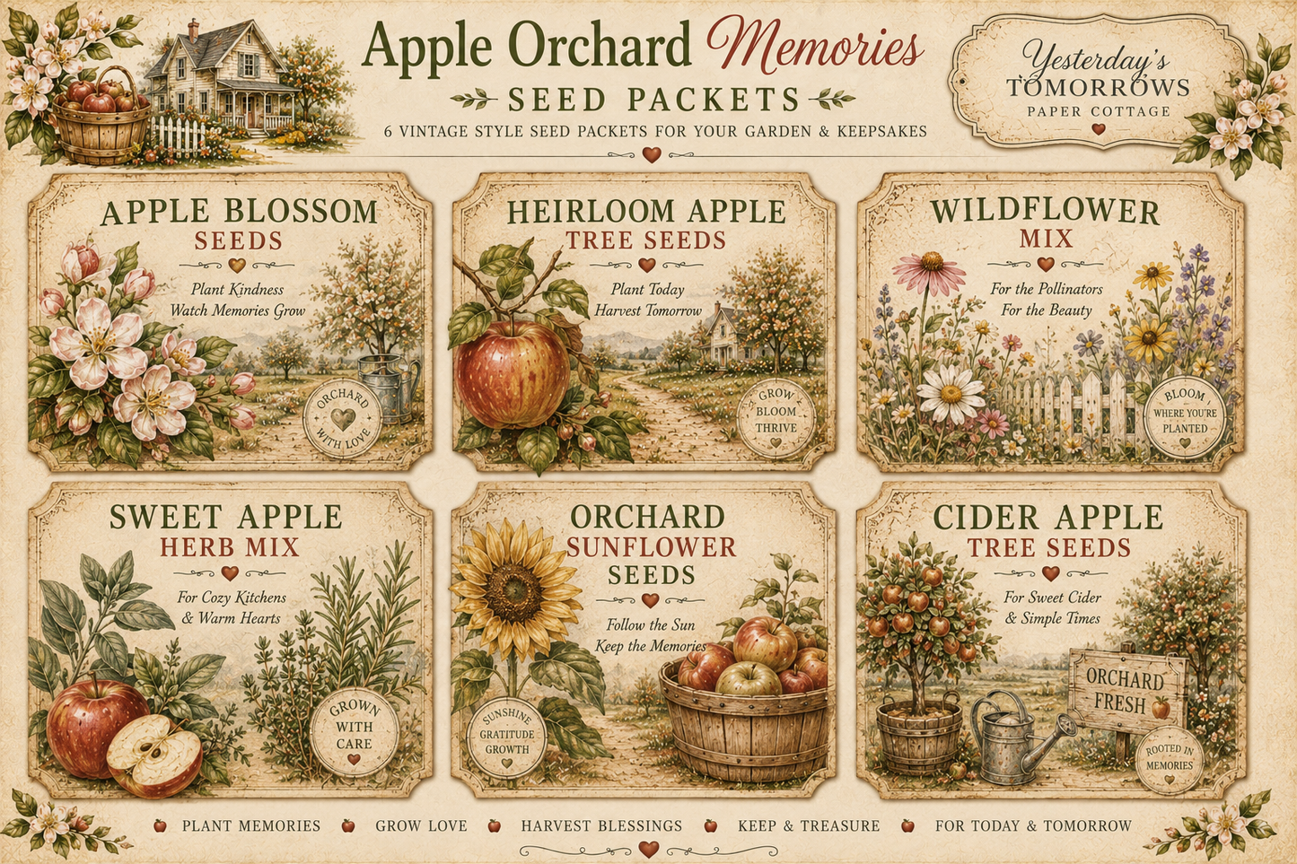 Apple Orchard Memories Keepsake Collection | 15+ Vintage Fall Printable Pages | Junk Journal, Scrapbook & Paper Craft kit