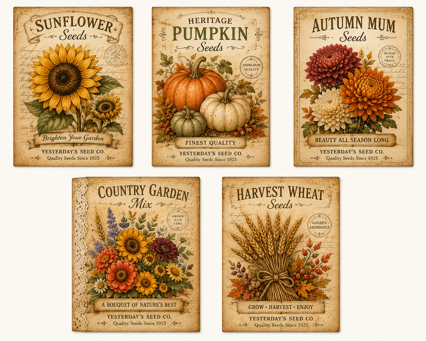 Harvest Blessings Keepsake Pack | Vintage Autumn Ephemera, Junk Journal Printables & Memory Keeping Kit