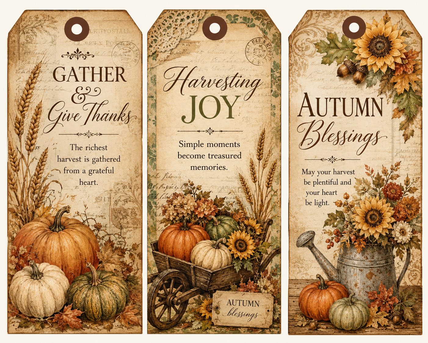 Harvest Blessings Keepsake Pack | Vintage Autumn Ephemera, Junk Journal Printables & Memory Keeping Kit