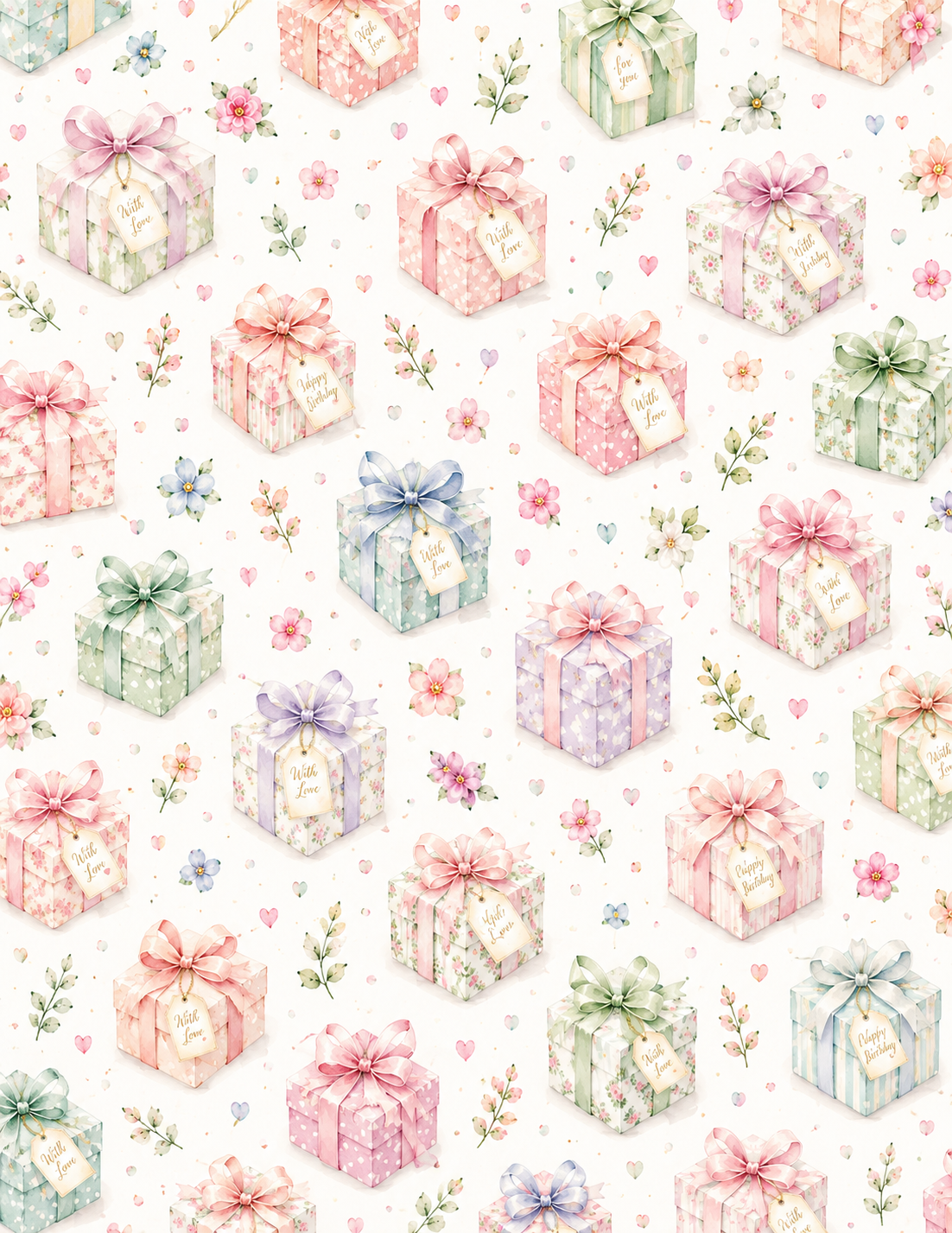 Birthday Blossom Collection | Birthday Scrapbook Paper Bundle | Pastel Watercolor Printable Papers | 8.5" x 11" Digital Download