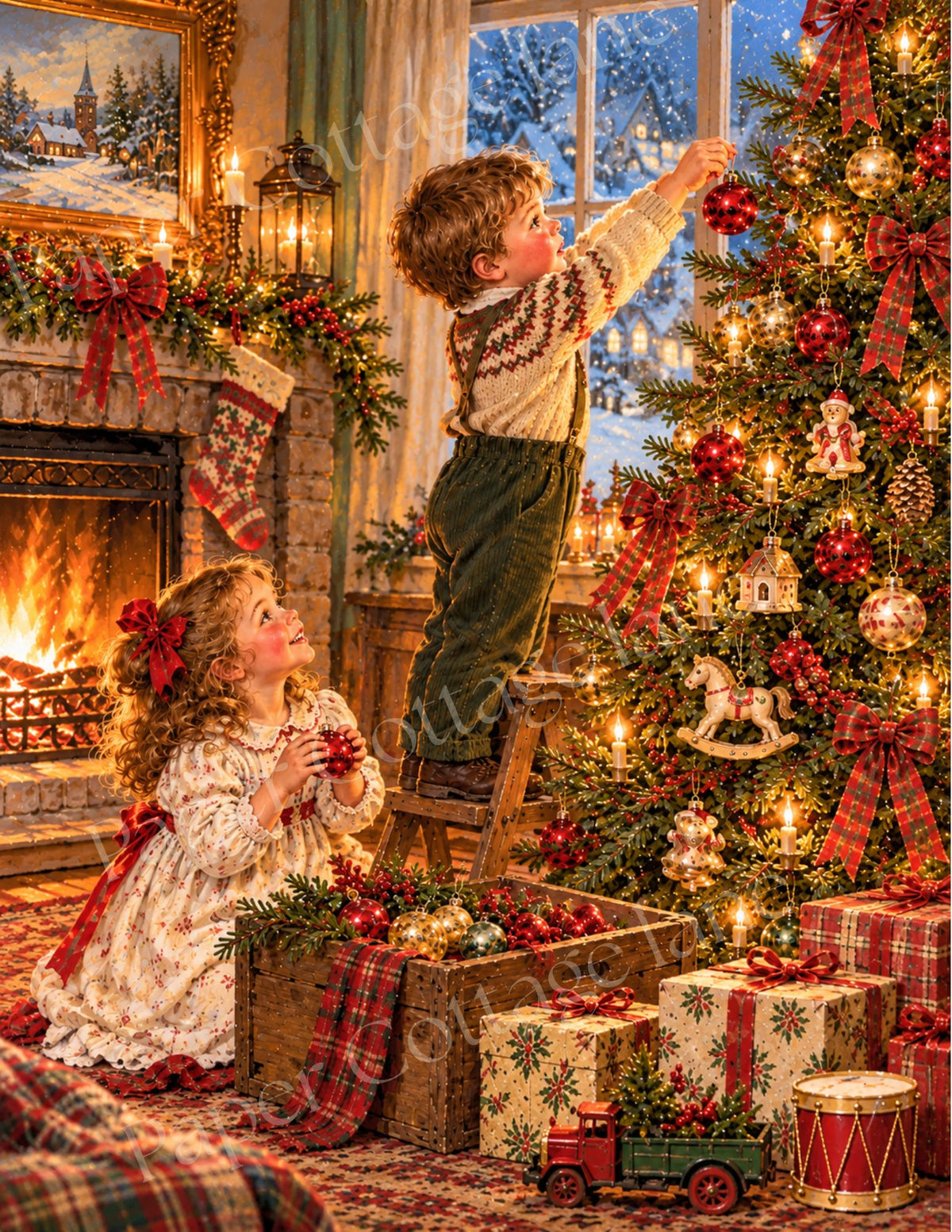 Vintage Christmas Children Printable | Decoupage Rice Paper Design & Paper Crafting