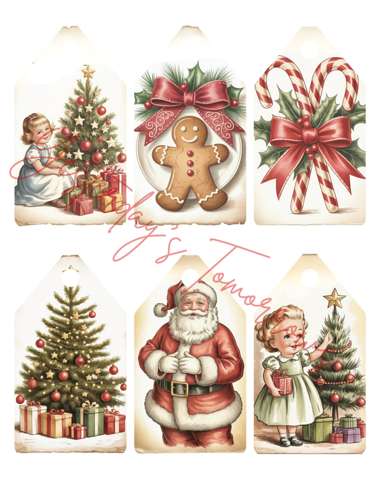 Vintage Inspired Christmas Gift Tags | Retro Holiday Printable Tags