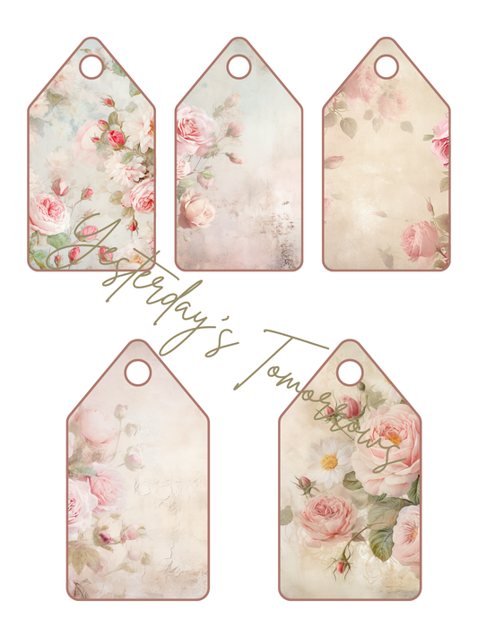 Vintage Floral Gift Tags Printable | Shabby Chic Rose Tags