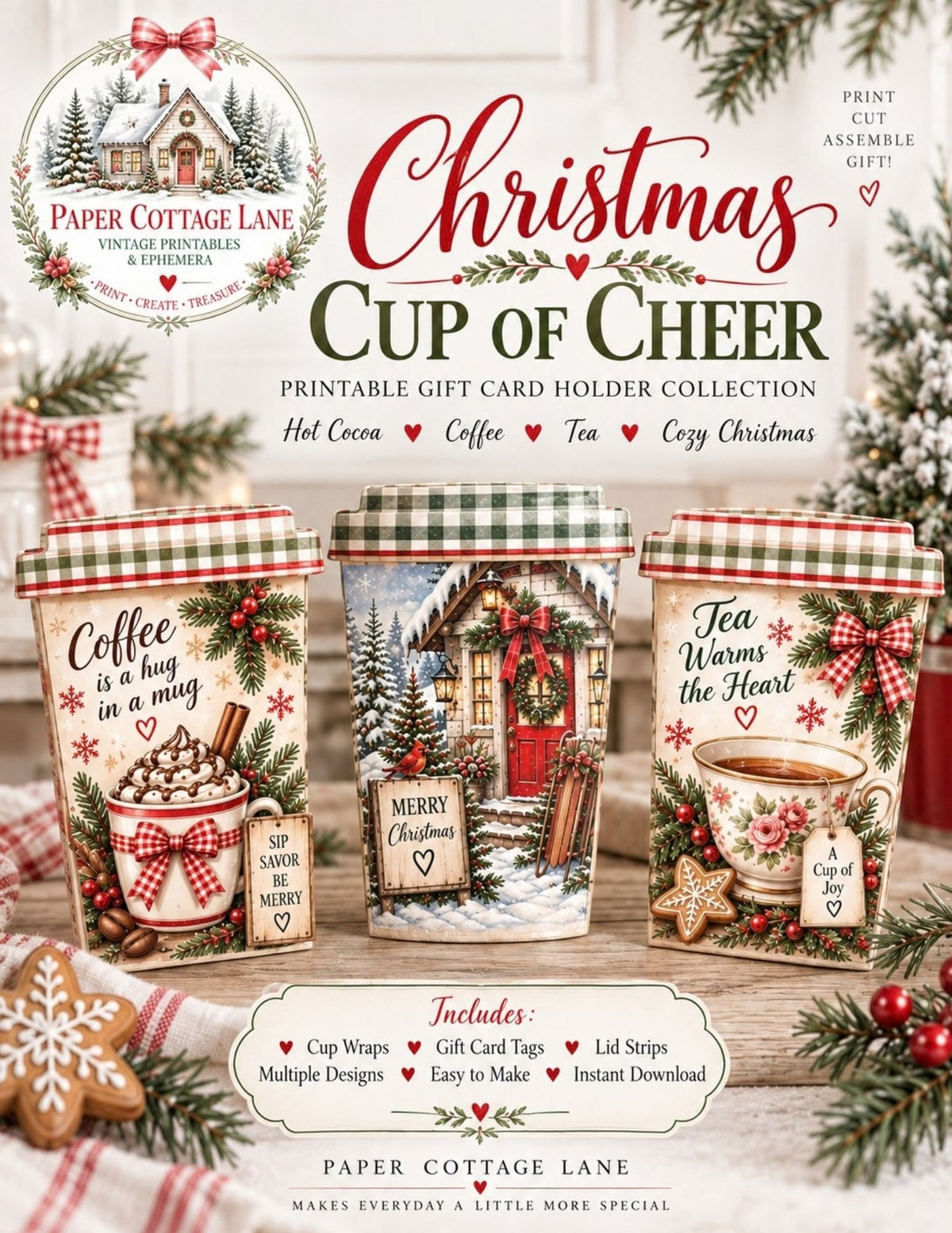 Christmas Cup of Cheer | Printable Gift Card Holder Collection
