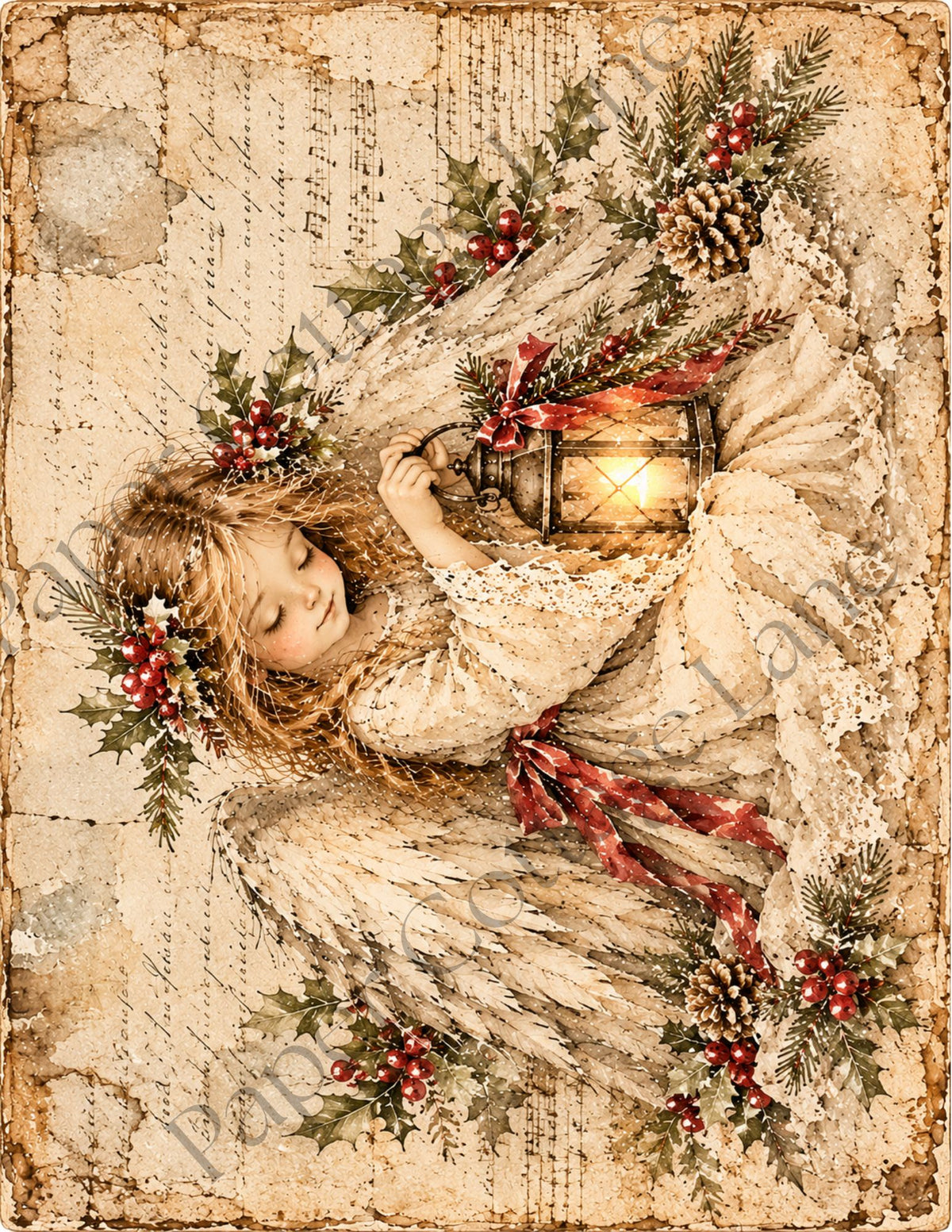 Heavenly Whispers | Vintage Christmas Angel Printable Papers – Junk Journaling & Decoupage