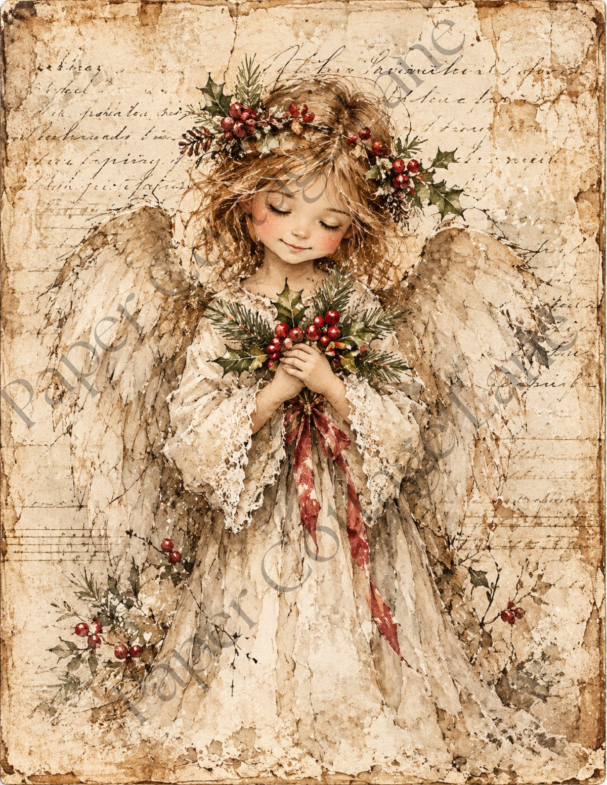 Heavenly Whispers | Vintage Christmas Angel Printable Papers – Junk Journaling & Decoupage