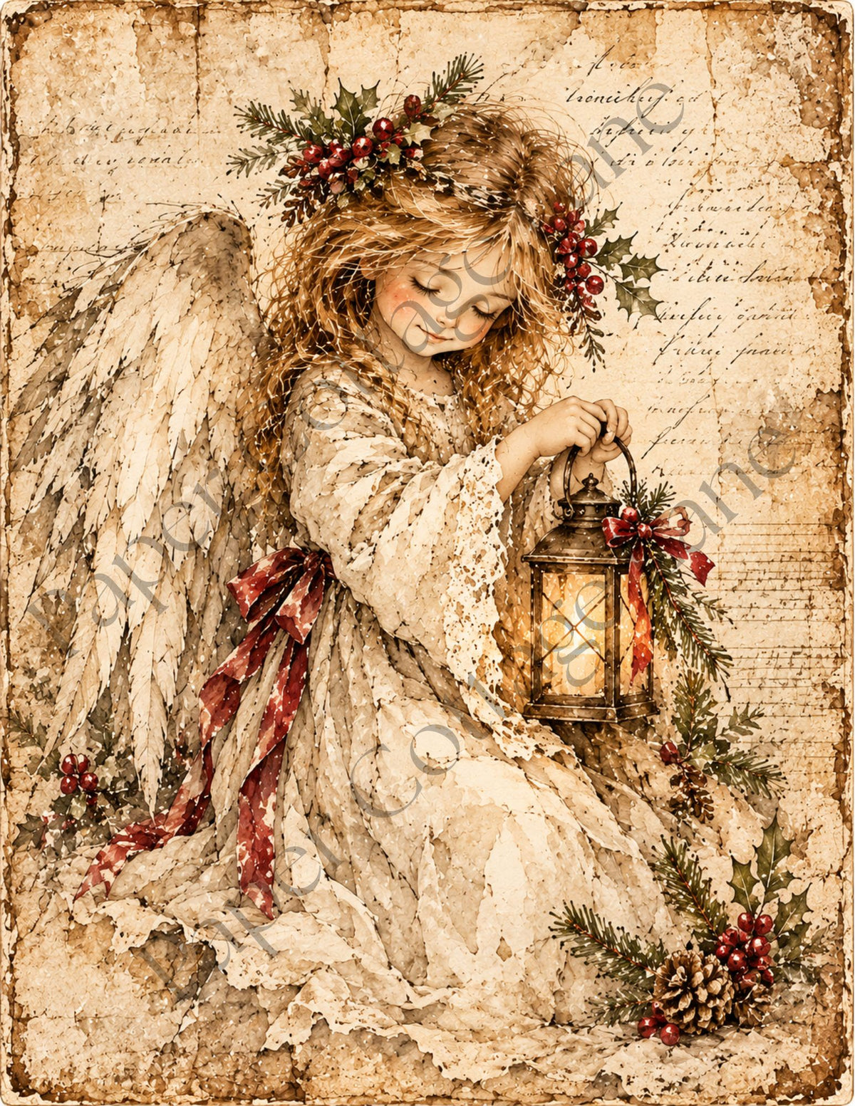 Heavenly Whispers | Vintage Christmas Angel Printable Papers – Junk Journaling & Decoupage