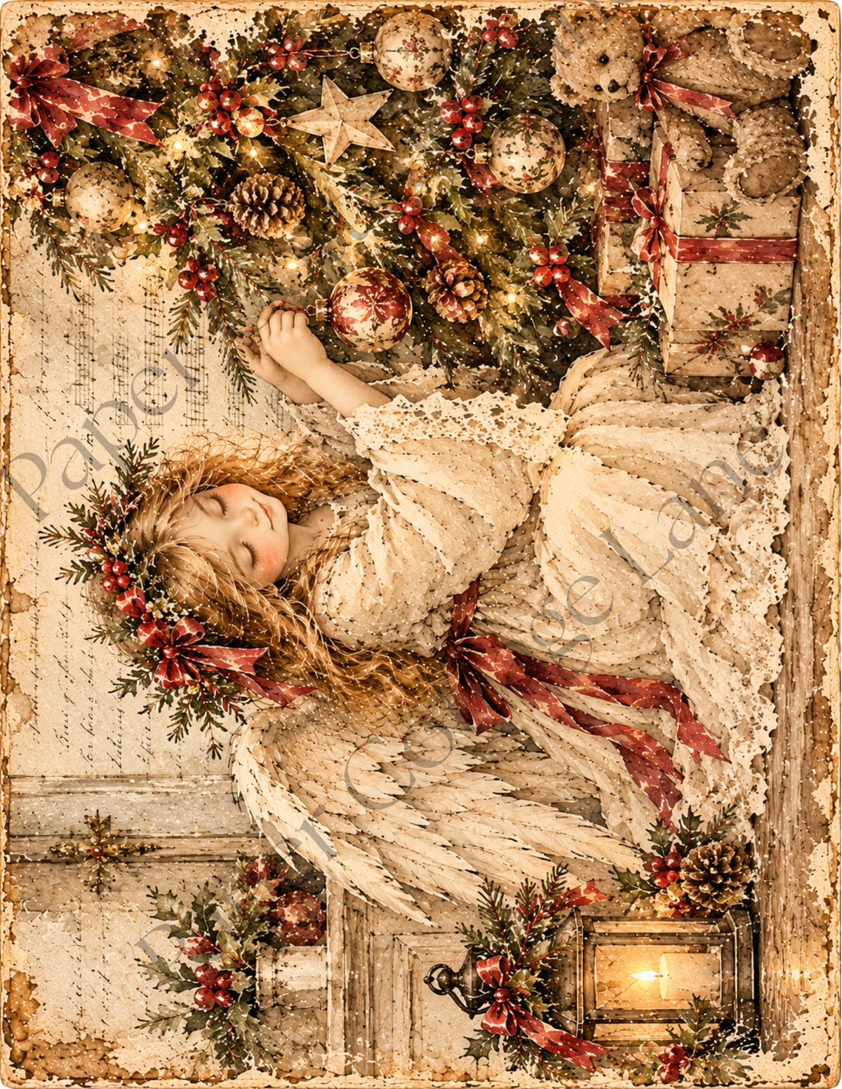 Heavenly Whispers | Vintage Christmas Angel Printable Papers – Junk Journaling & Decoupage
