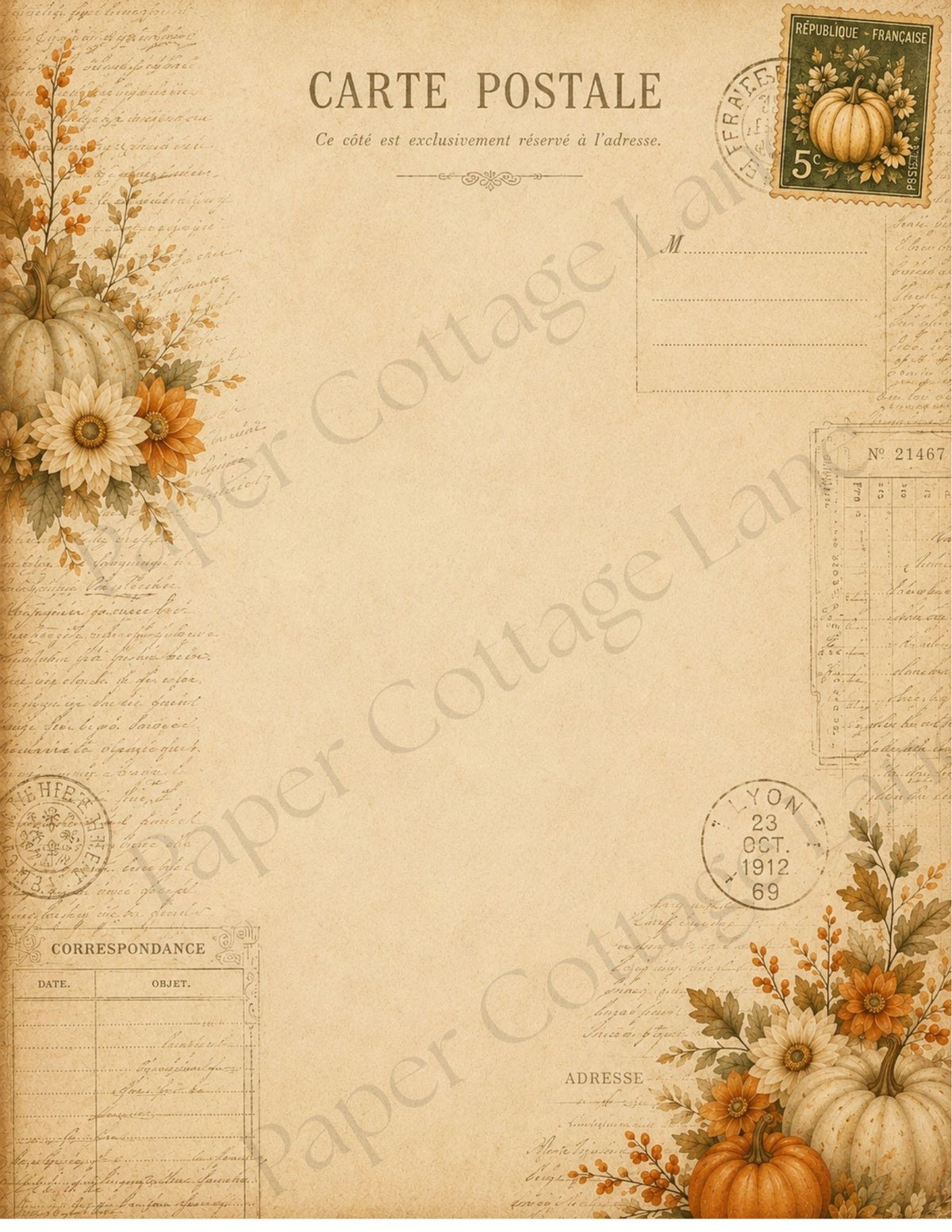 Harvest & Keepsakes Fall Digital Paper | Vintage Autumn Junk Journal Papers | 12 Printable Pages
