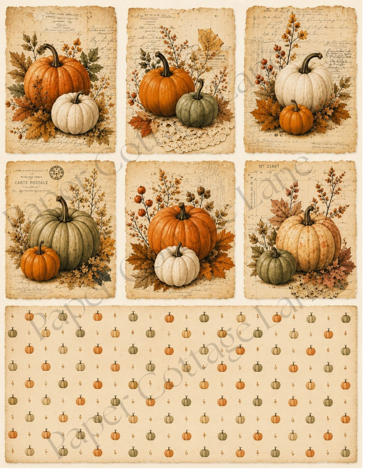 Harvest & Keepsakes Fall Digital Paper | Vintage Autumn Junk Journal Papers | 12 Printable Pages
