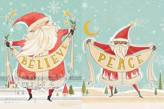 Santa Believe and Peace Roycycled Treasures Decoupage Paper
