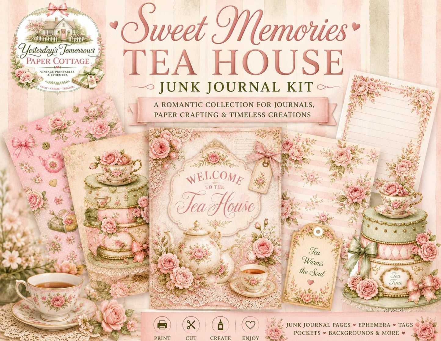 Sweet Memories Tea House Junk Journal Kit