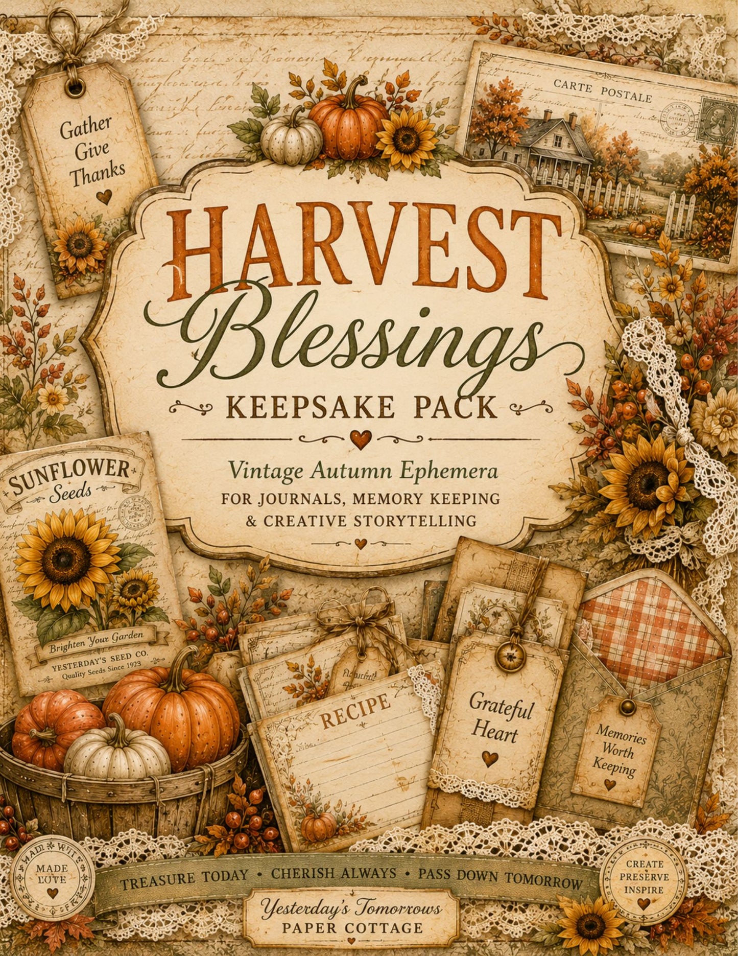 Harvest & Keepsakes Collection Bundle | Vintage Fall Junk Journal Printables