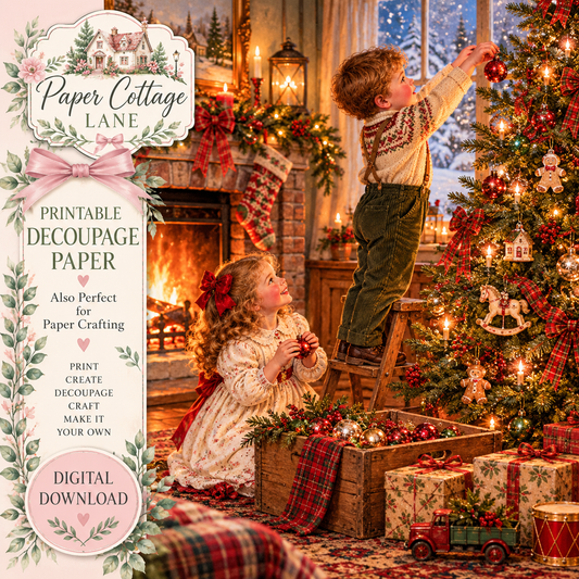 Vintage Christmas Children Printable | Decoupage Rice Paper Design & Paper Crafting