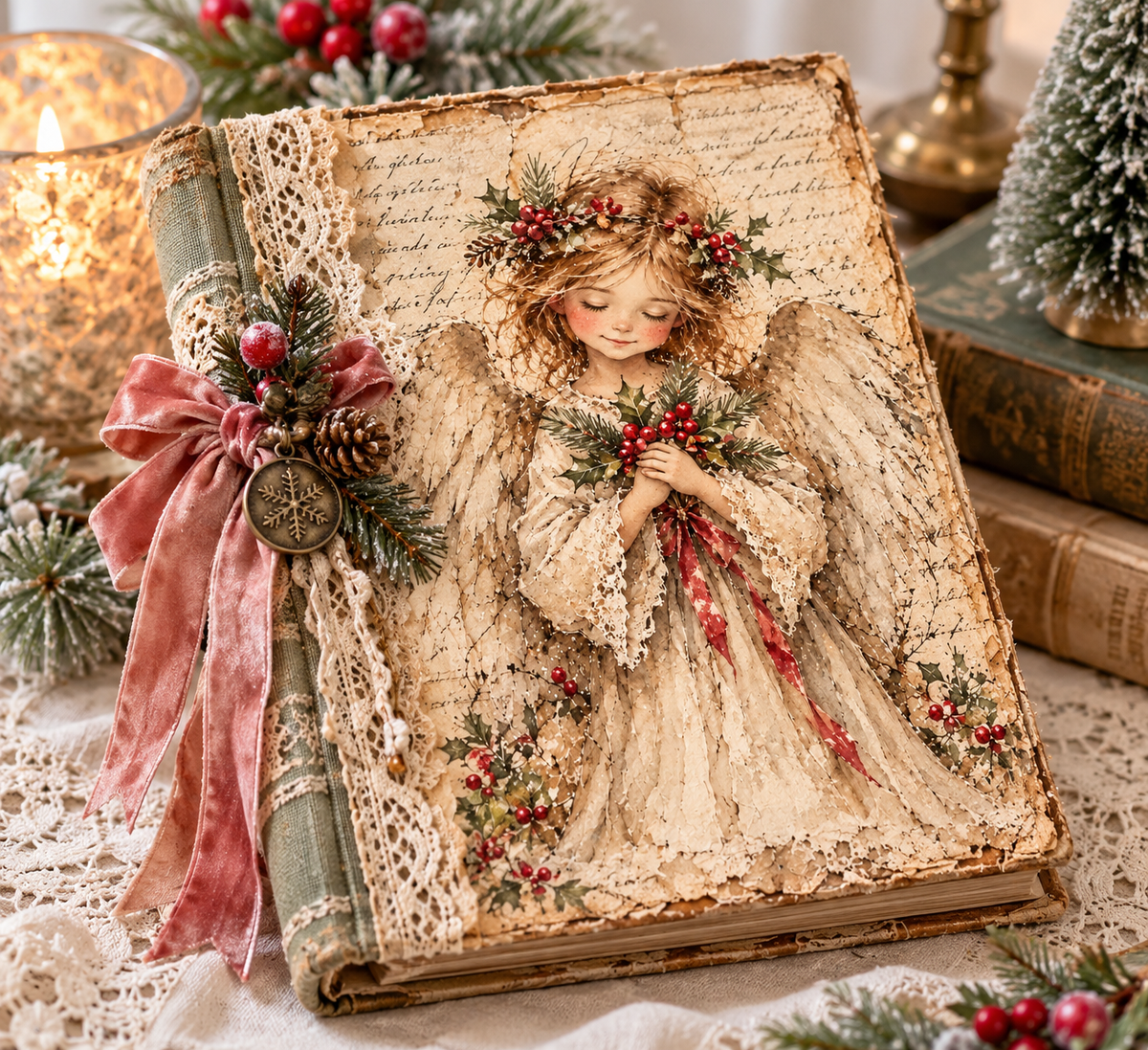 Heavenly Whispers | Vintage Christmas Angel Printable Papers – Junk Journaling & Decoupage
