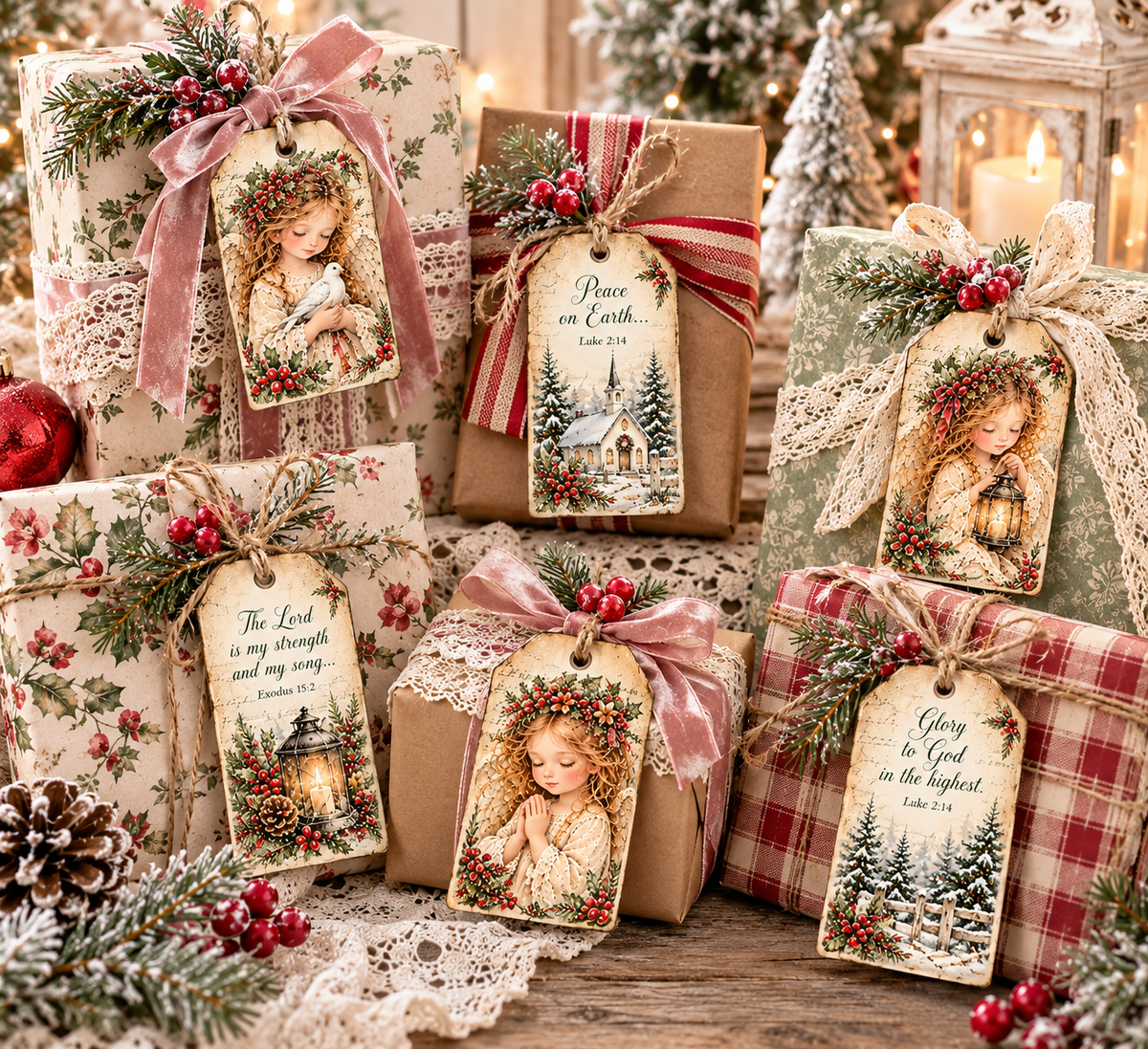 Heavenly Whispers | Vintage Christmas Angel Printable Tags