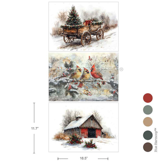 A3 DECOUPAGE FIBER PACK – CHRISTMAS IN THE COUNTRYSIDE Redesign with Prima